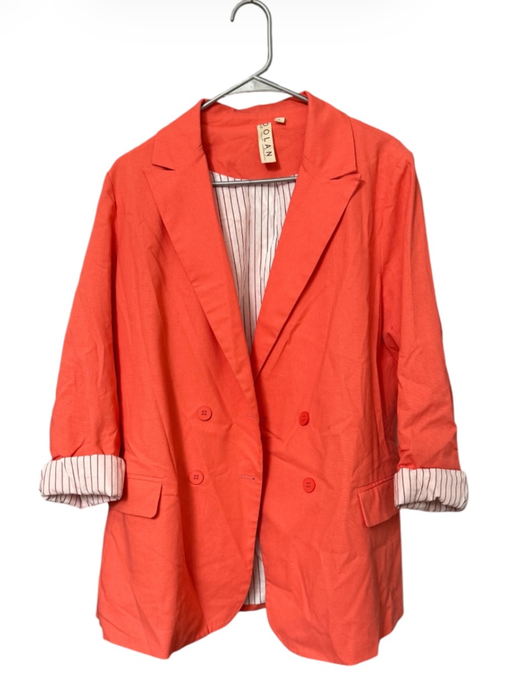 Anthropologie Dolan Linen Blend Double Breasted Boyfriend Blazer Coral Size XL
